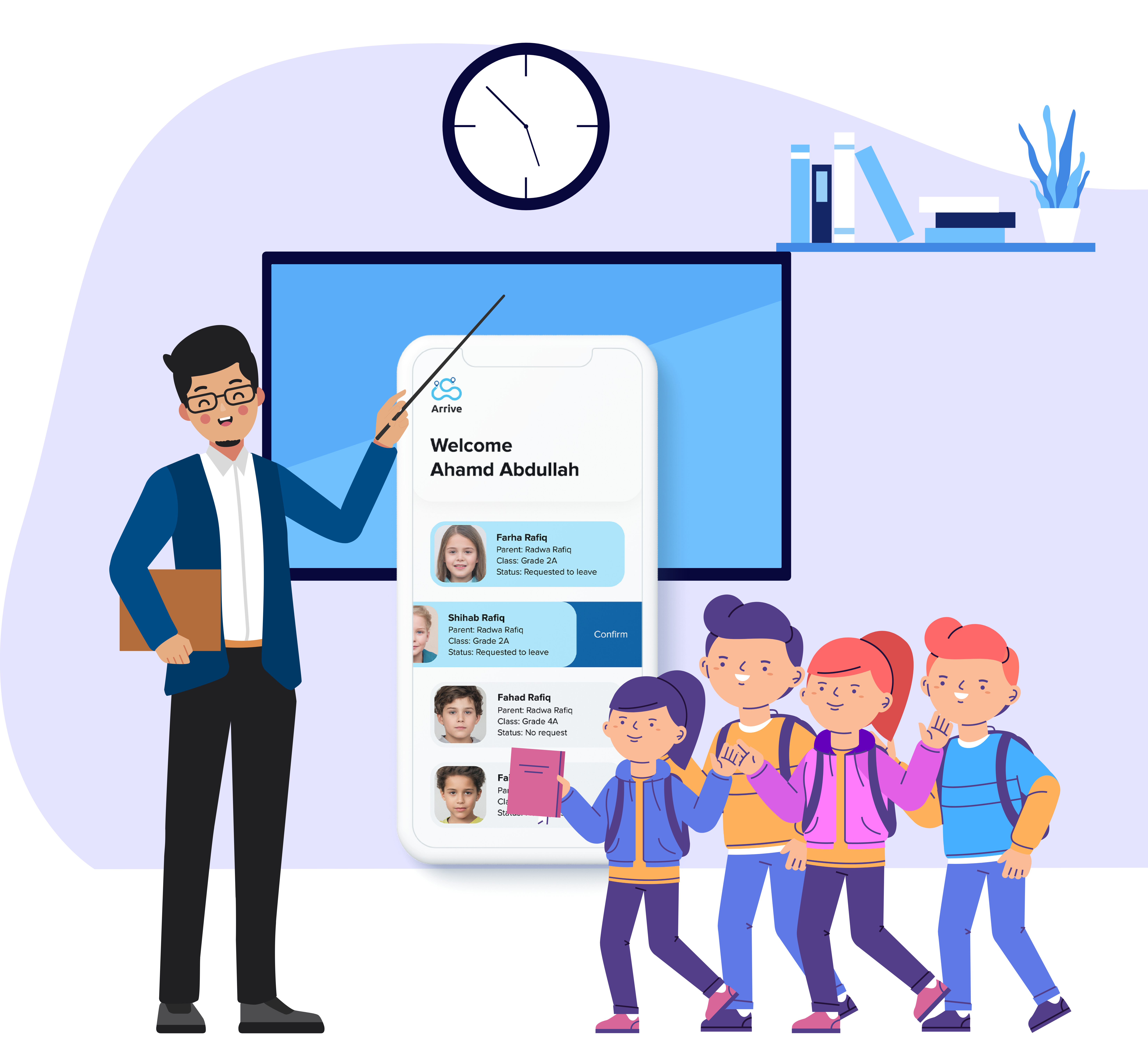 Teachers notification of parent arrival and dismissal process